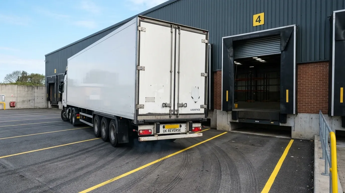 Lkw beim Andocken an die Ladebühne