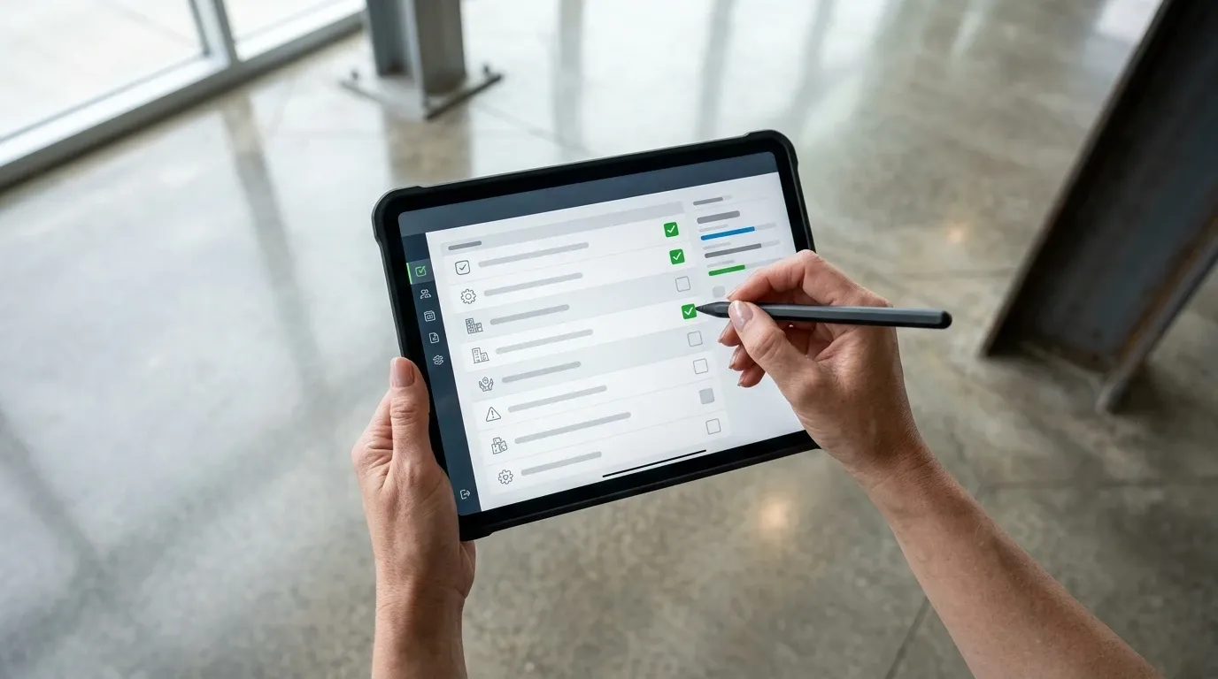 Mängelnotiz auf Tablet